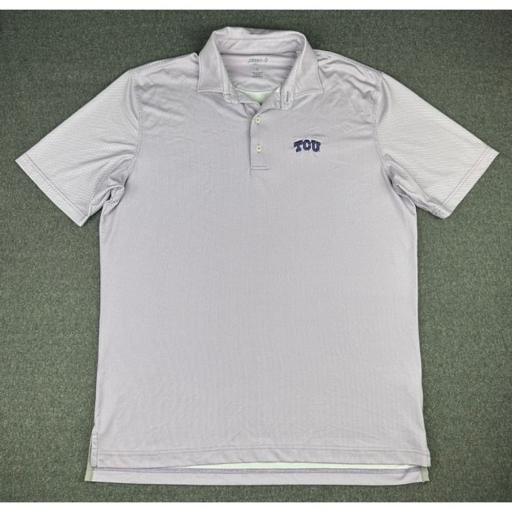 Johnnie-O TCU Horned Frogs Mens Large Purple Geometric Performance Golf Polo